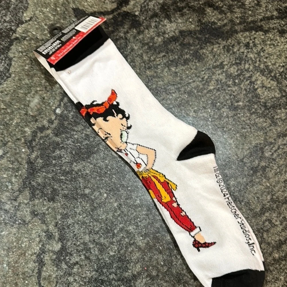 Betty Boop Crew Socks - White and Black